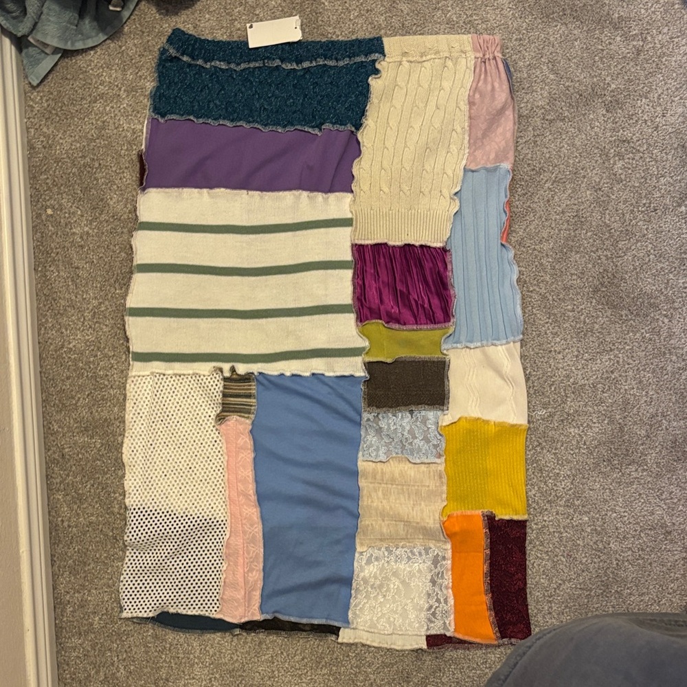 Multicolor Patchwork Midi Skirt - image 2